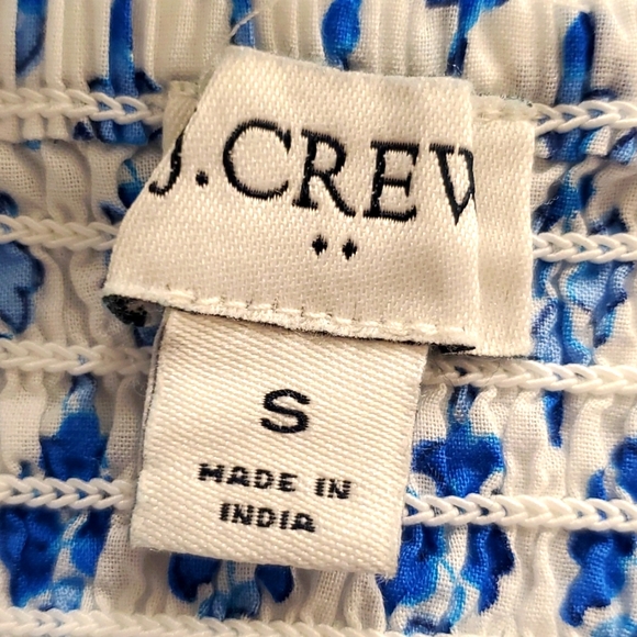 J. Crew Tank Top Smocked Tie Shoulder Blue Size S White Malibu Blue Floral Shirt - Picture 5 of 5